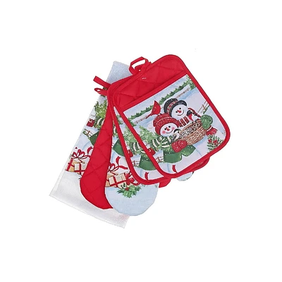 Ensemble de Cuisine de Noël 5 Pièces Couple de Bonhommes de Neige