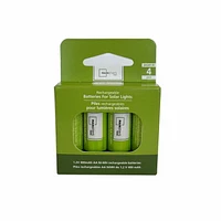 Mainstays Solar Rechargeable 400mAh AA Nickel Metal Hydride Batteries, 4 Count