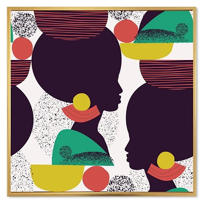 Designart Silhouette géométrique ethnique d'Afro-américain III ART MURAL À CADRE FLOTTÉ