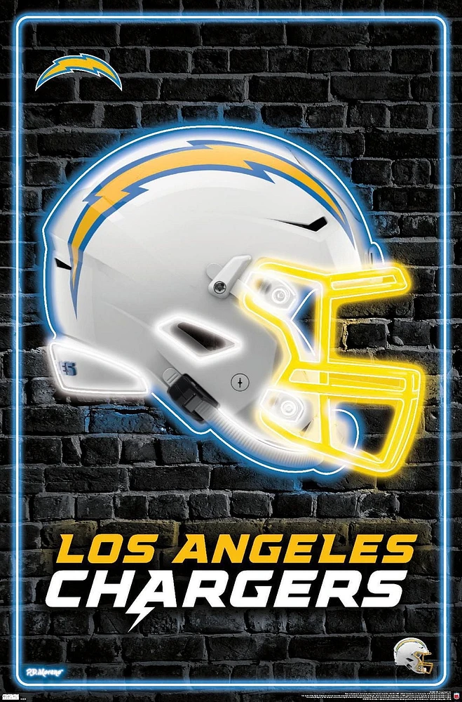 NFL Los Angeles Chargers - Neon Helmet 23 Wall Poster, 22.375" x 34"
