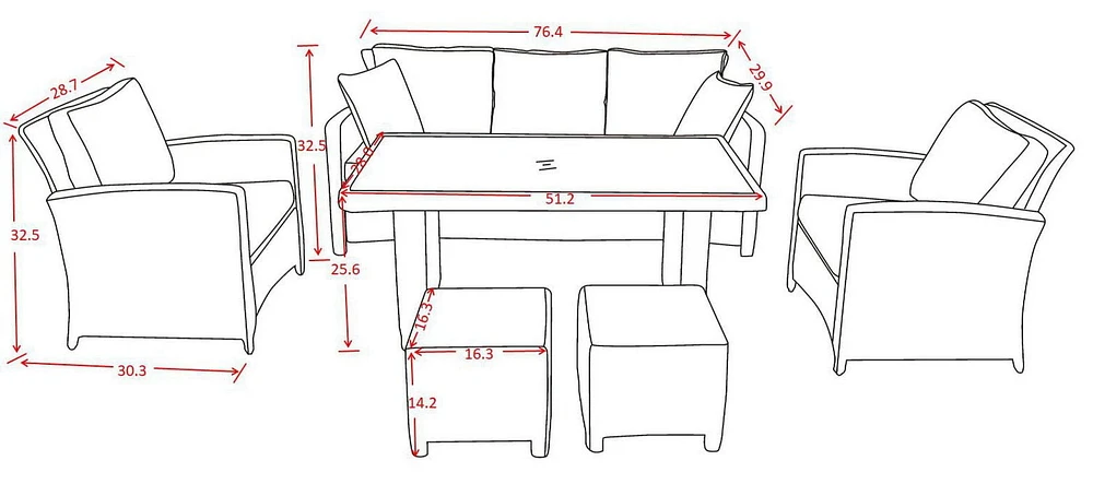 Oakmont 6PC High Table Conversation Set with Grey Cushions