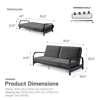 DHP Black Metal Arm Futon Frame with 6-Inch Pocket Coil Futon Mattress