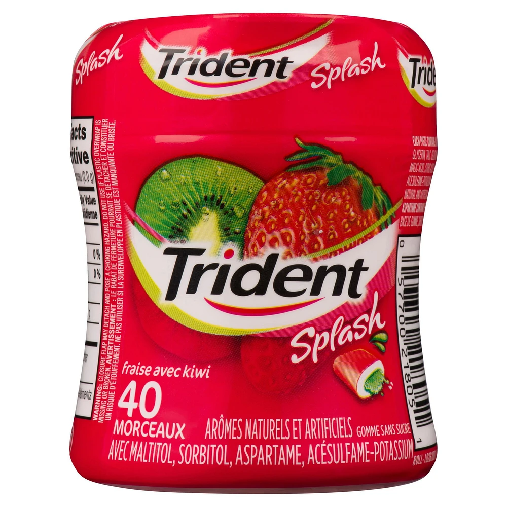 Trident Splash Sugar Free Gum, Strawberry with Lime Flavour, 1 Go-Cup (40 Pieces Total), 40 count