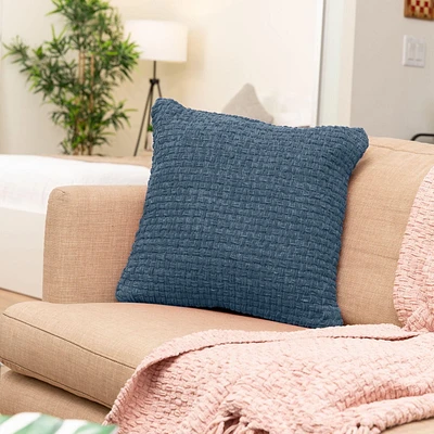 Fabstyles Chenille Basket Weave Polyester Coussin avec Poly-Insert Coussin Décoratif pour Canapé Canapé Chambre Salon18 X 18 avec Fermeture à Glissière