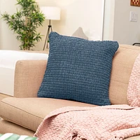 Fabstyles Chenille Basket Weave Polyester Coussin avec Poly-Insert Coussin Décoratif pour Canapé Canapé Chambre Salon18 X 18 avec Fermeture à Glissière
