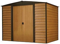 Abri de rangement d'acier Woodridge par Arrow en café/grain de bois