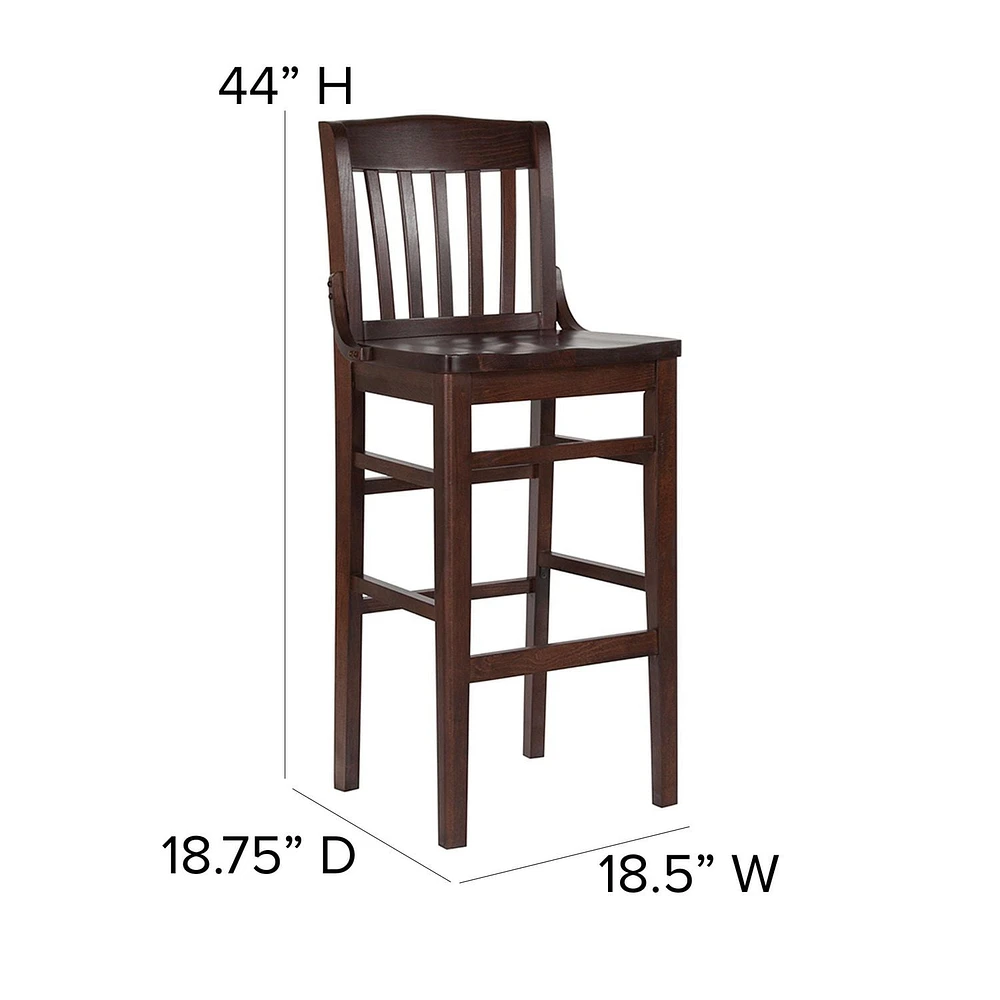 HERCULES Series School House Back Walnut Wood Restaurant Barstool