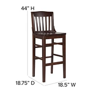 HERCULES Series School House Back Walnut Wood Restaurant Barstool
