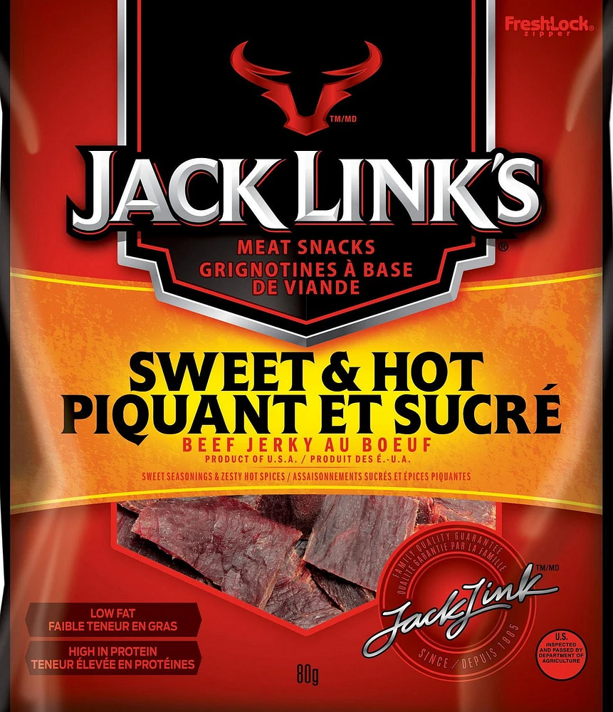 JACK LINK'S SWEET & HOT BEEF JERKY 80G, JL S&H BEEF JERKY 80G