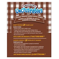 Smucker's Uncrustables Chocolate Hazelnut Spread Sandwich, Frozen, Pack of 10, Uncrustables soft, round and crustless Chocolate Flavoured Hazelnut Spread Sandwiches are a delicious way to make your family’s day. It’s the perfect snack anytime, anywhere. Found in the freezer aisle. Just Thaw & Eat