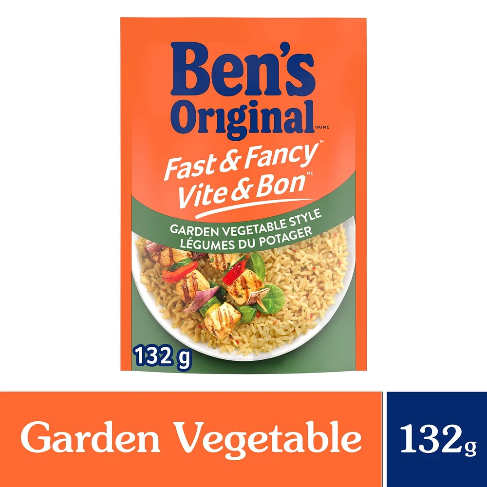 BEN'S ORIGINAL FAST & FANCY Garden Vegetable Style Rice, 132g pouch, Perfect Every Time™