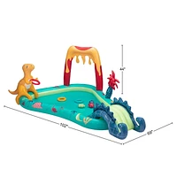 Bluescape Centre De Jeu Dinosaure Toboggan aquatique doux avec jeux et jouets gonflables, Pulvérisateur d'eau intégré, Âge : 2+