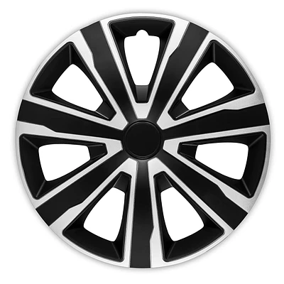 Alpena 16" Axel Wheel Covers, Silver & Black, set of 4