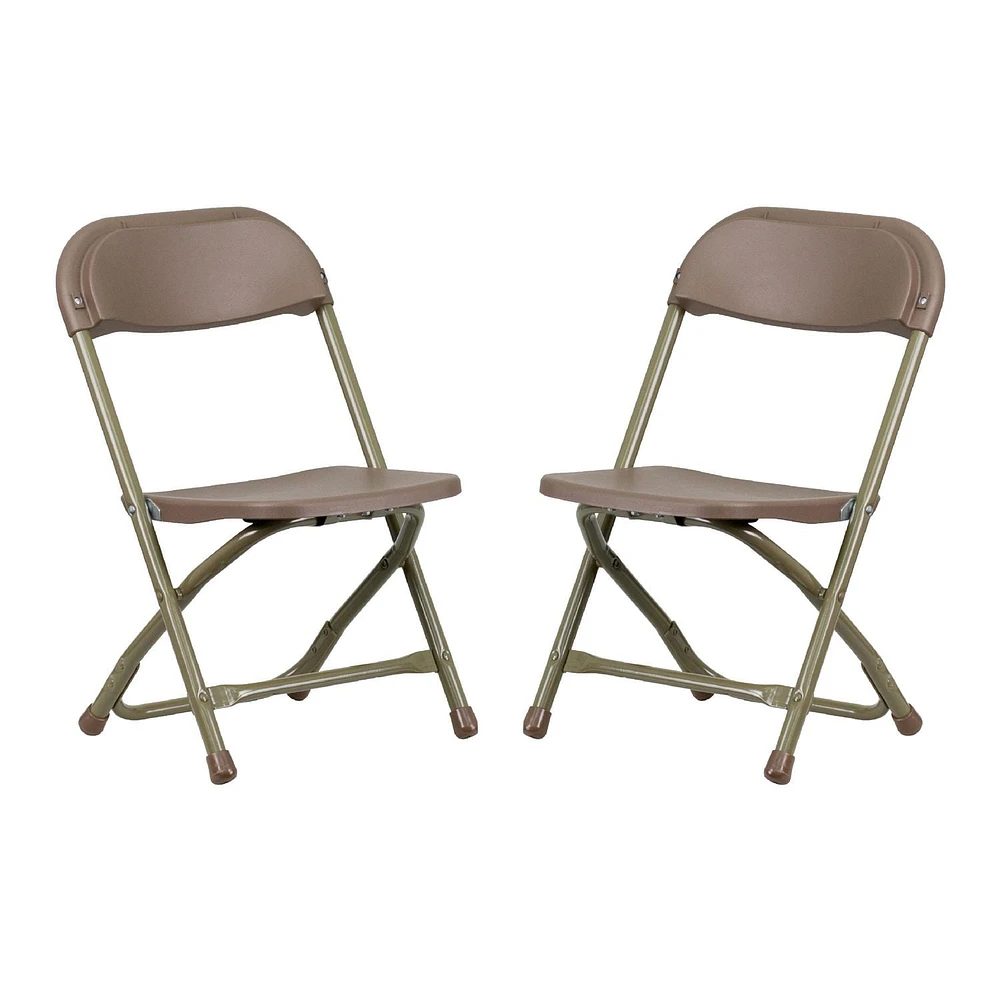 Lot de 2 pièces - Chaise pliante en plastique brun pour enfants