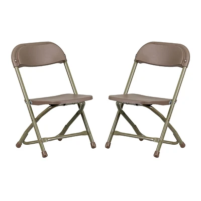 Lot de 2 pièces - Chaise pliante en plastique brun pour enfants
