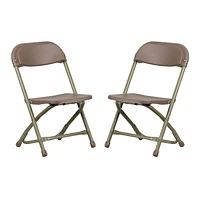 Lot de 2 pièces - Chaise pliante en plastique brun pour enfants