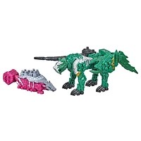 Power Rangers Dino Fury Marteau Ankylo rose et griffe de tigre verte Jouets Zord pour enfants à partir de 4 ans Système de construction personnalisé Zord Link Mix-and-Match