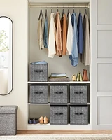 SONGMICS HOME Lot de 6 Cubes de Rangement 28 cm – Bacs d'Organisation Pliables pour Placard avec Poignées, Noir Classique