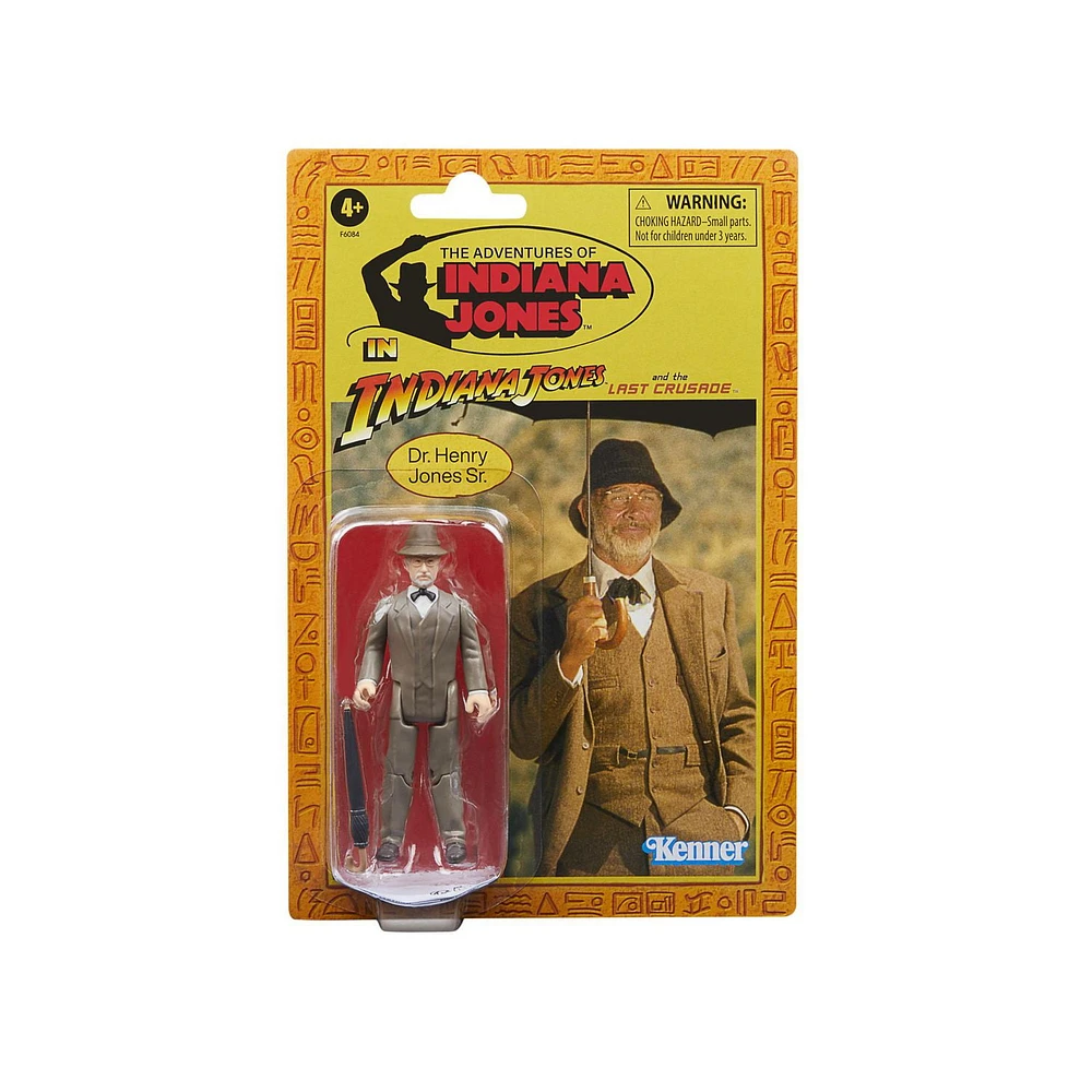 Indiana Jones et la dernière croisade Retro Collection, figurine Dr Henry Jones de 9,5 cm, jouets pour enfants à partir de 4 ans