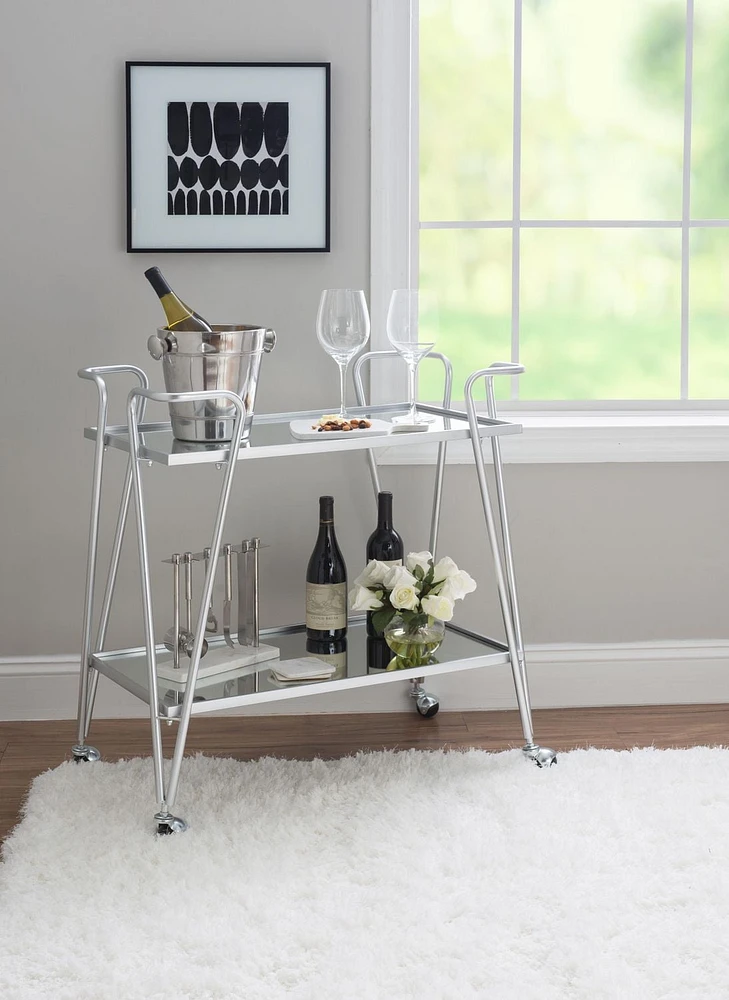 Putnam Silver Mid-Century Bar Cart