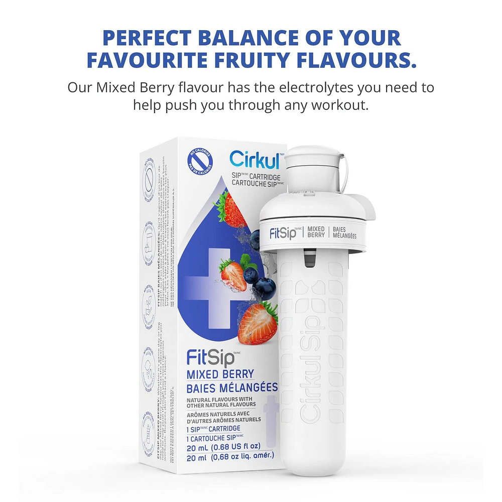 Cirkul FitSip Mixed Berry Flavor Cartridge, Drink Mix, 1-Pack, CIRKUL FITSIP MIXED BERRY