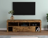 Safdie & Co. Tv Stand 59L Brown Reclaimed Wood 1 Big Drawer 5 Shelves