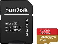SanDisk Extreme® microSDXC™ UHS-I card, 128GB, with A2 performance - SDSQXA1-128G-CW6MA, MicroSD Card 128GB