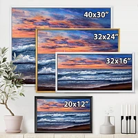Designart Coucher de soleil sur l'océan bleu II ART MURAL À CADRE FLOTTÉ
