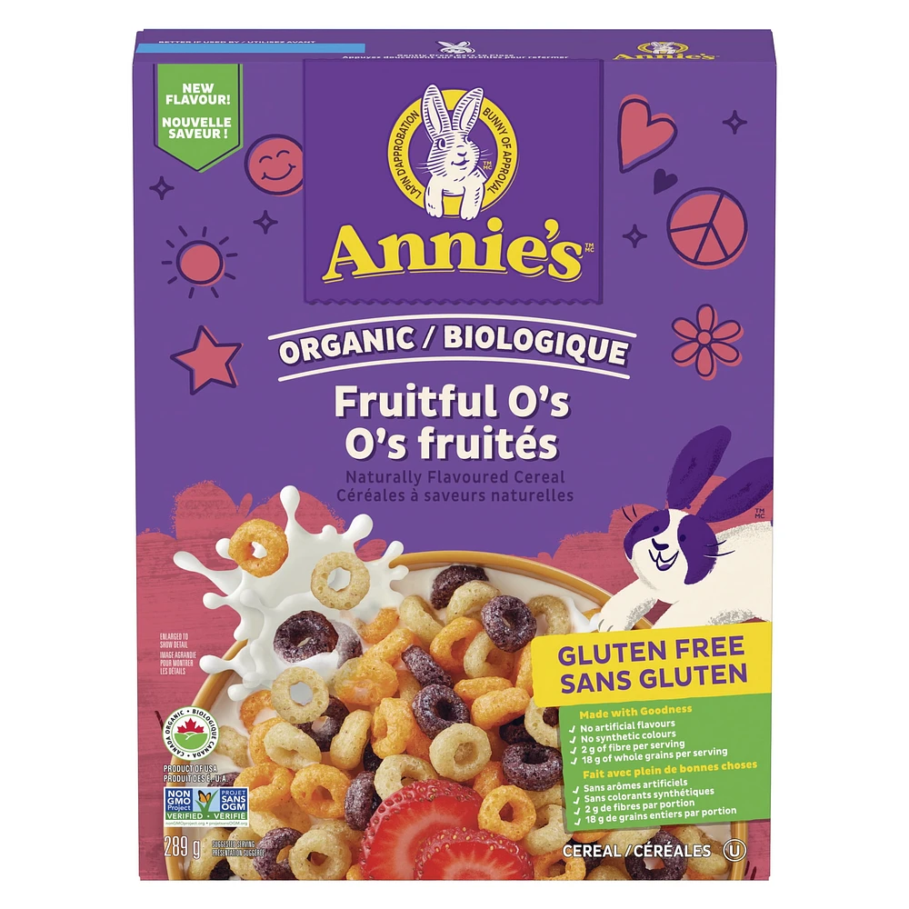 Annie’s Organic Fruitful O's Breakfast Cereal, Gluten Free and Whole Grain