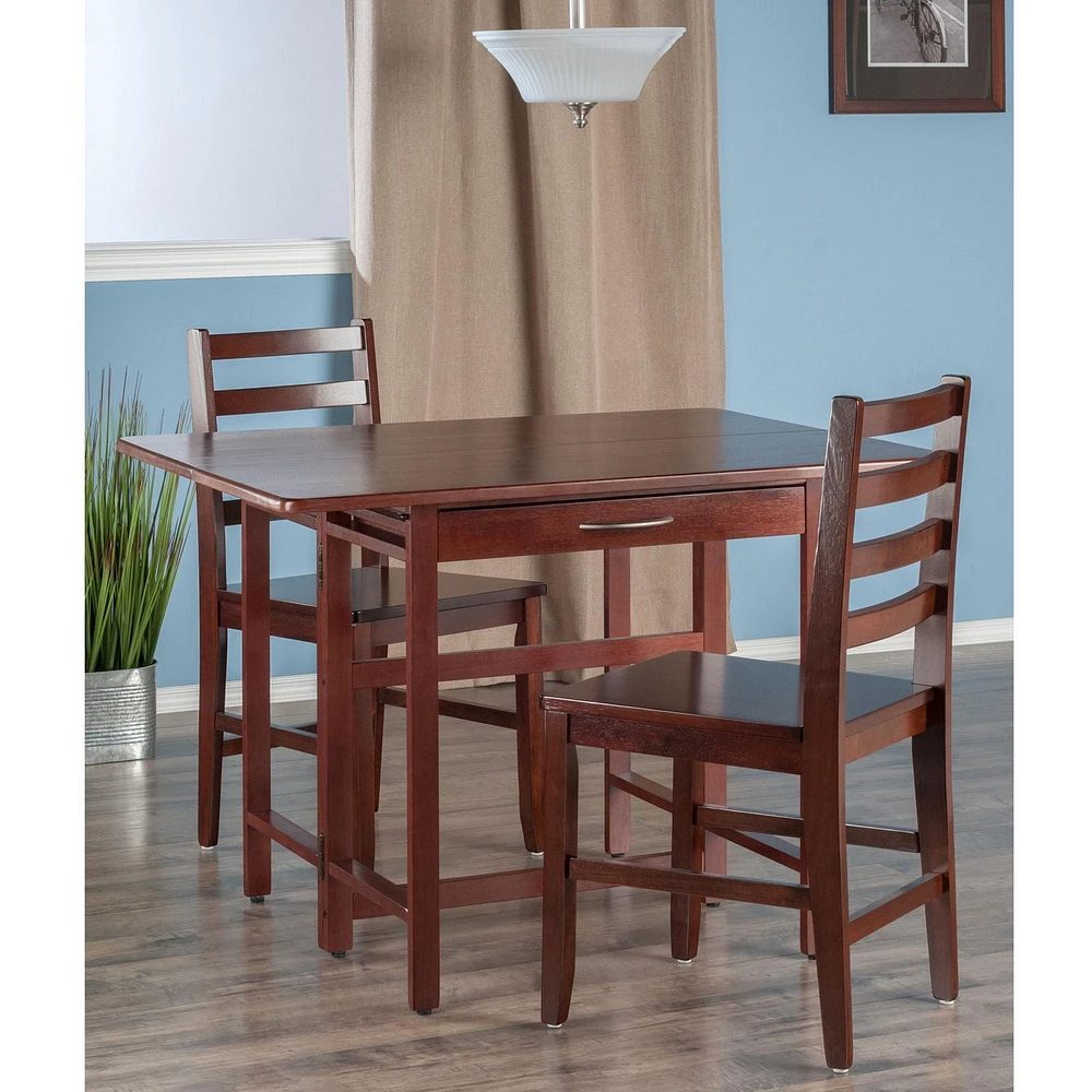 Winsome Taylor 3PC table de feuille de baisse & chaise à dossier échelle