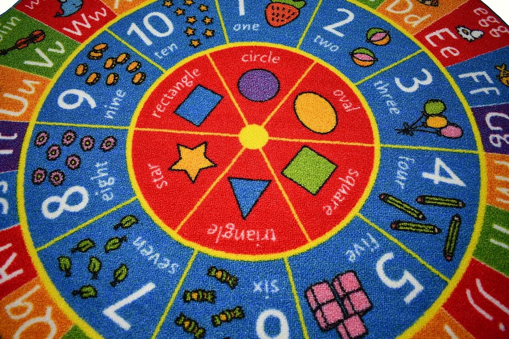 KC Cubs collection de récréation Alphabet ABC, nombres et formes apprentissage éducatif et jeu tapis rond en cercle pour enfants et enfants chambres et salle de jeux