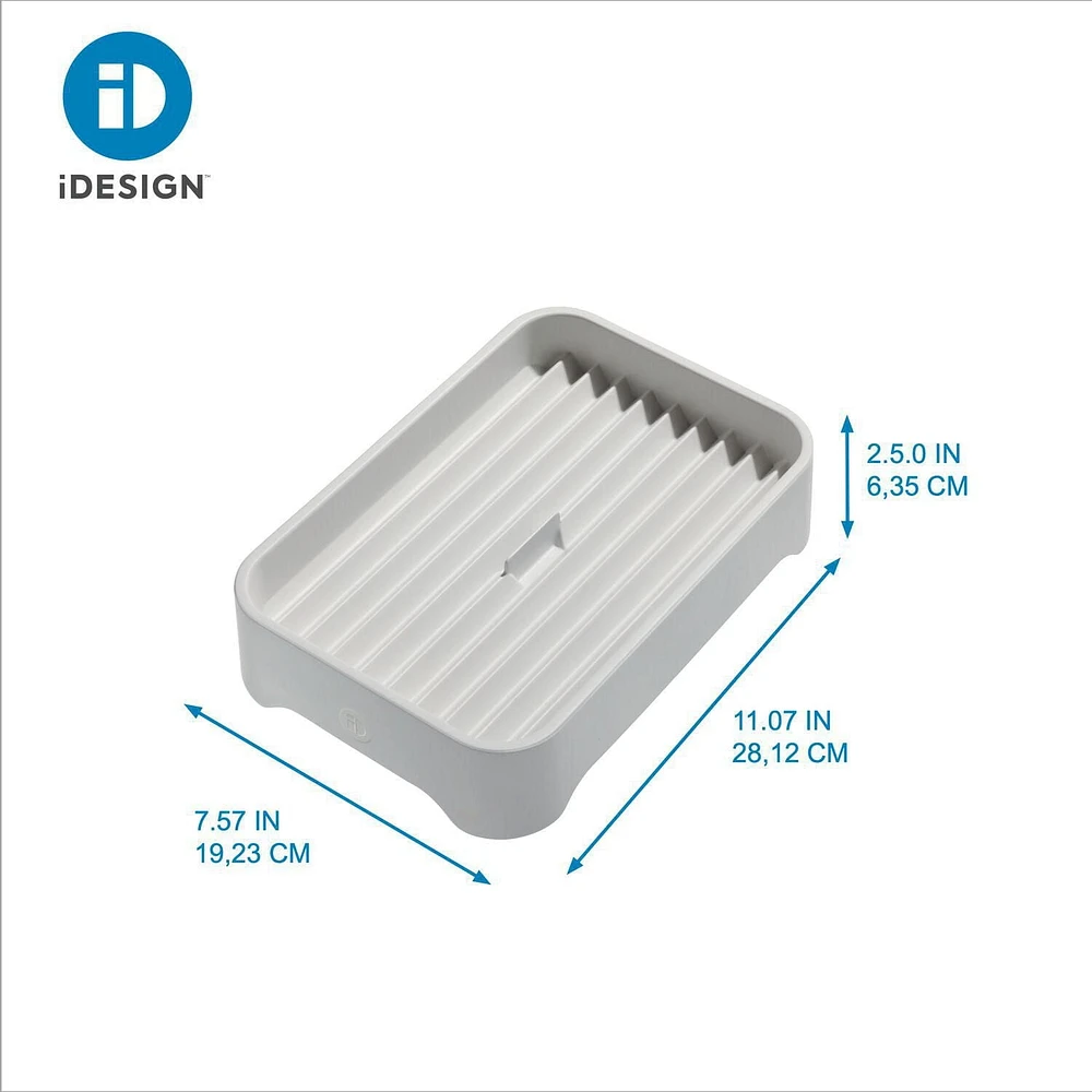 Organisateur gris iDesign Eco rainuré en plastique recyclé sans BPA – 7,6" x 11,1" x 2,5"