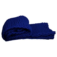 Truu Design Chunky Braided Soft and Cozy Arm Knit Blanket, 40 x 78 inches, Navy Blue