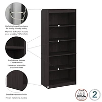 Bibliothèque à 5 tablettes Logan de Bestar, érable graphite