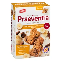 Praeventia Brisures de Chocolat Noir 70% Cacao et Bananes Mini Biscuits 210g/7 sachets