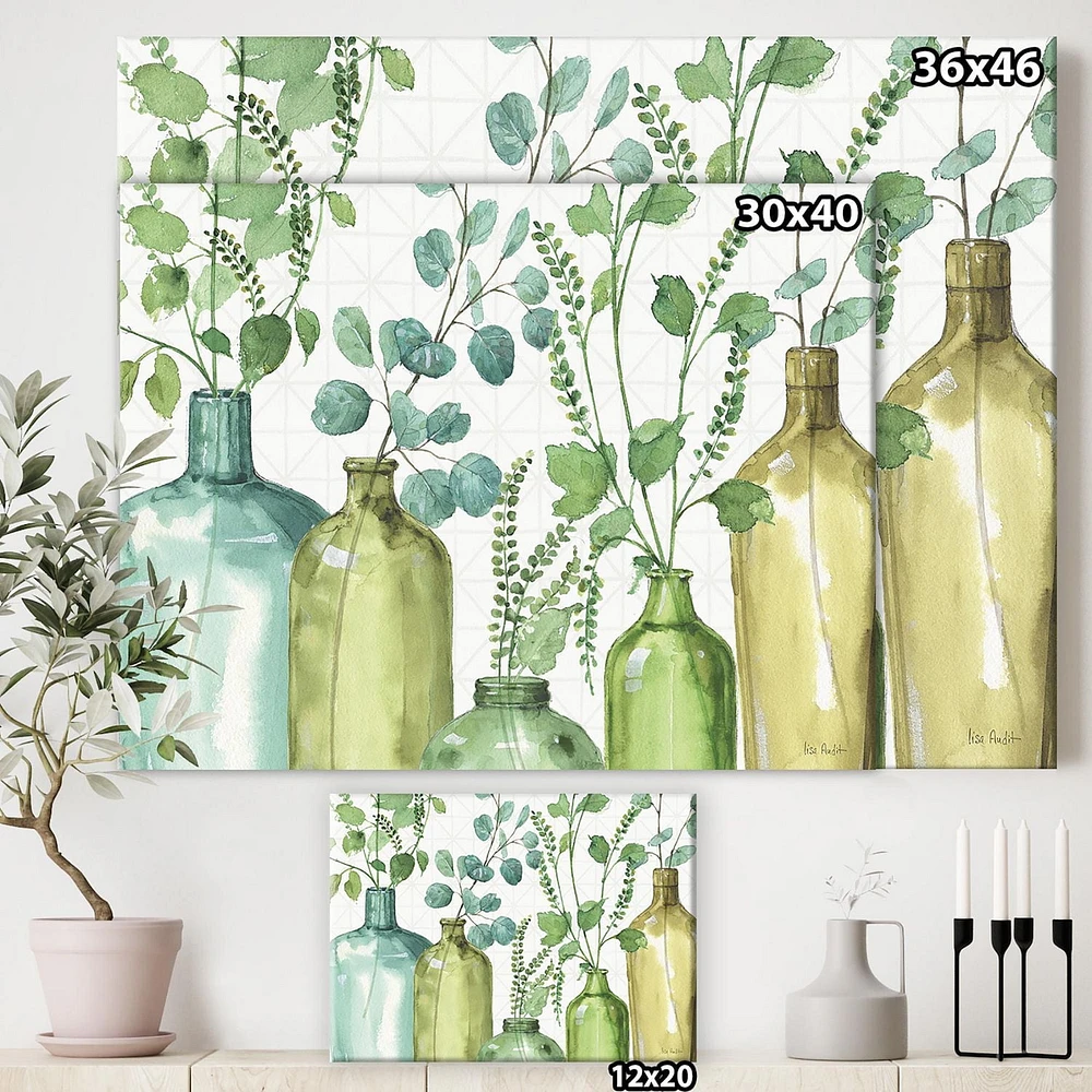 Designart Feuilles vertes botaniques mixtes I0 Art mural sur toile