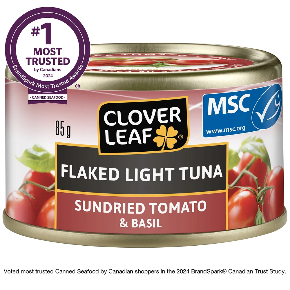 Thon pâle émietté CLOVER LEAF® - tomates séchées au soleil et basilic 85g