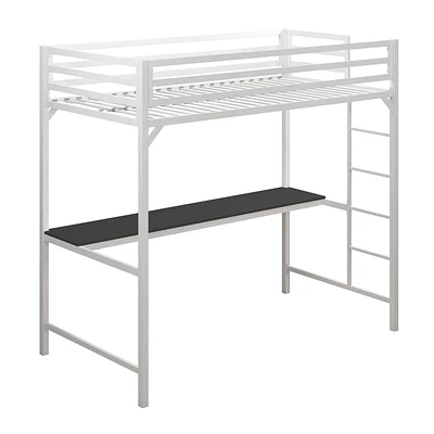 Lit mezzanine une place en métal Miles avec bureau