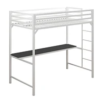 Lit mezzanine une place en métal Miles avec bureau