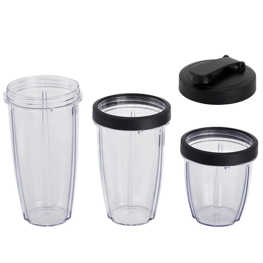 Ensemble de mixeur Mainstays de 10 pièces, noir, 300 W, avec 3 pots (10 onces, 16 onces, 18 onces), 2 couvercles à boire, lame en acier inoxydable