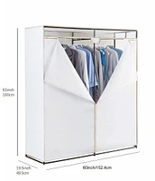 Mainstays All Metal 60 Inch Clothes Closet, Single Steel Tier Zippered Extra Wide Clothes Closet, 60", All metal base, Wardrobe with fabric cover, Lightweight and durable steel design
