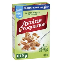 Avoine Croquante Saveur Erable et Noix,Céréales Pour le Petit-Déjeuner Riche en Fibres, Grains Entiers, Format Familial, 619 g 619 g
