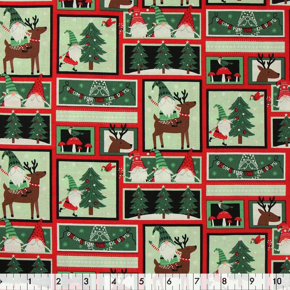 Tissu au mètre en coton Fabric Creations: Gnome Pour Noël Multicolore - 107 cm (42") wide