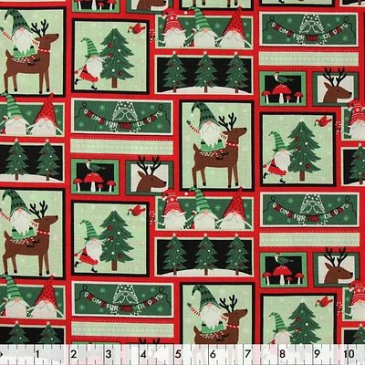 Tissu au mètre en coton Fabric Creations: Gnome Pour Noël Multicolore - 107 cm (42") wide