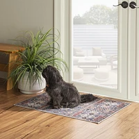 Tapis d'appoint lavable Grant 2 pi x 3 pi sarcelle et ivoire