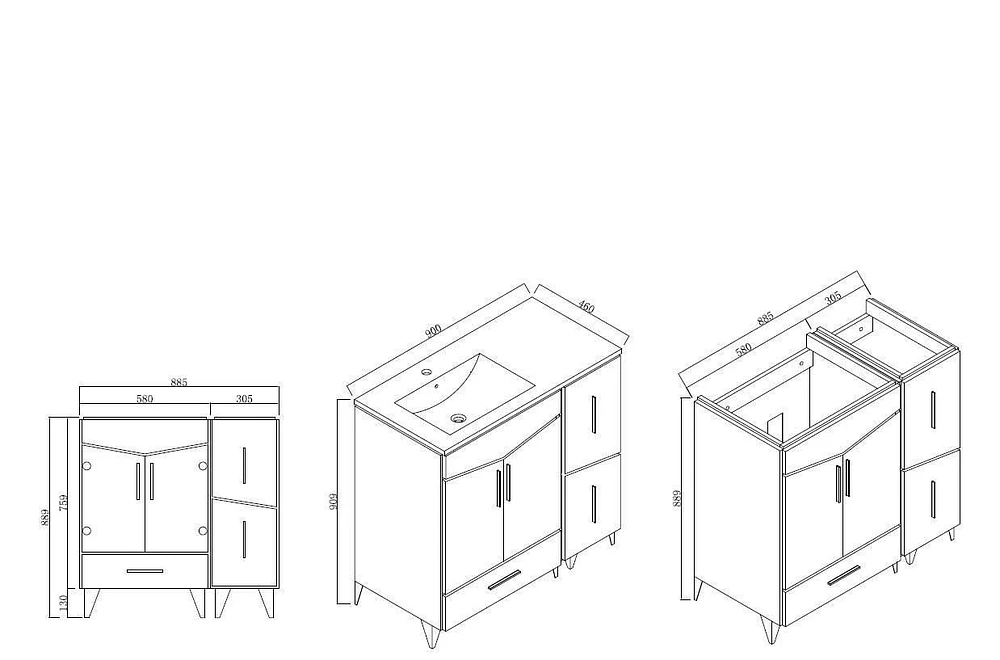 American Imaginations 61.5-in. W Wall Mount White Vanity Set For 3H8-in. Drilling Beige Top White UM Sink AI-18127