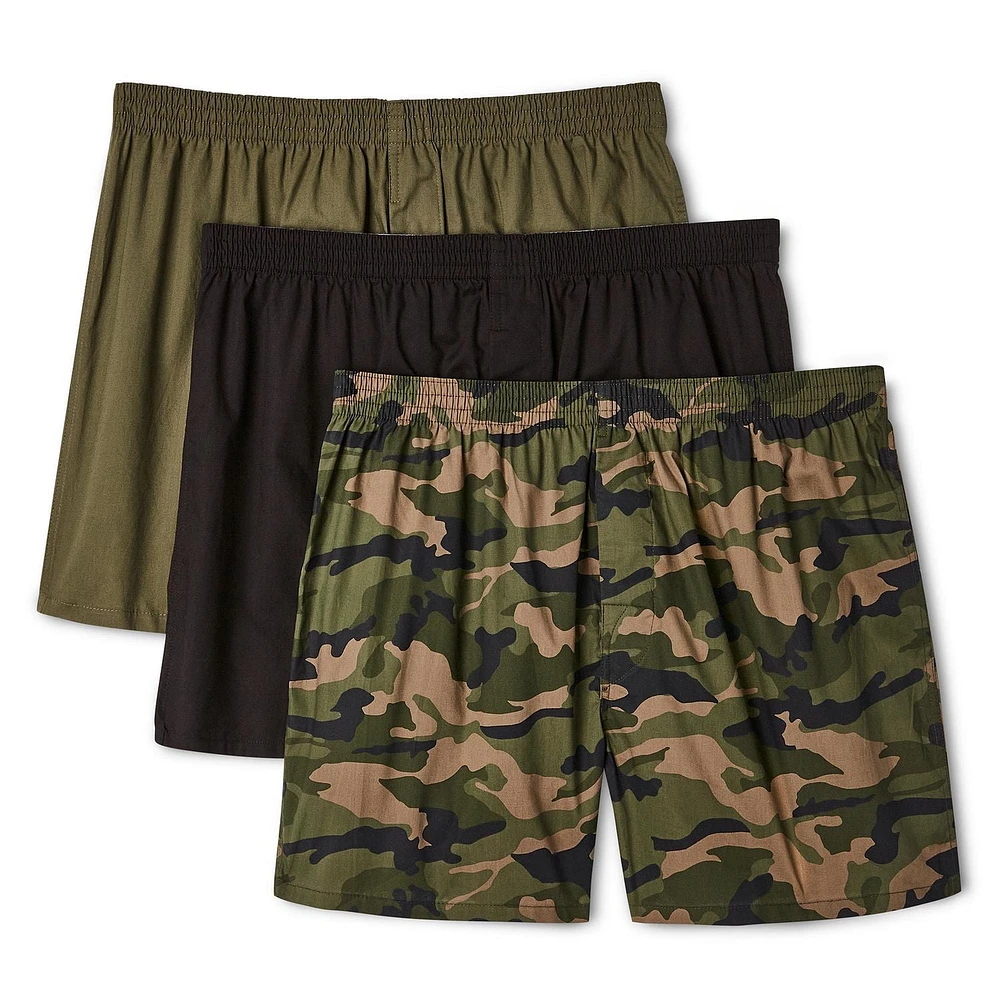 Lot de 3 caleçons boxeurs tissés George pour hommes Tailles P-TG