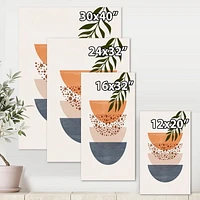 Designart Soleil géométrique abstrait et lune avec feuille III Art mural sur toile