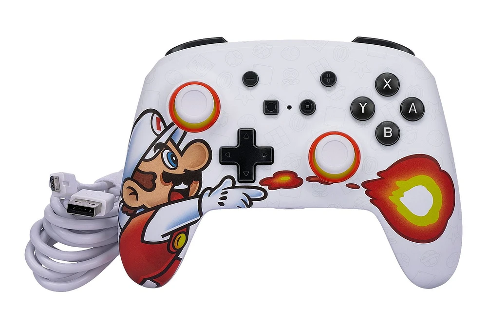 PowerA Enhanced Wired Controller and Slim Case for Nintendo Switch — Mario Fireball, Nintendo Switch