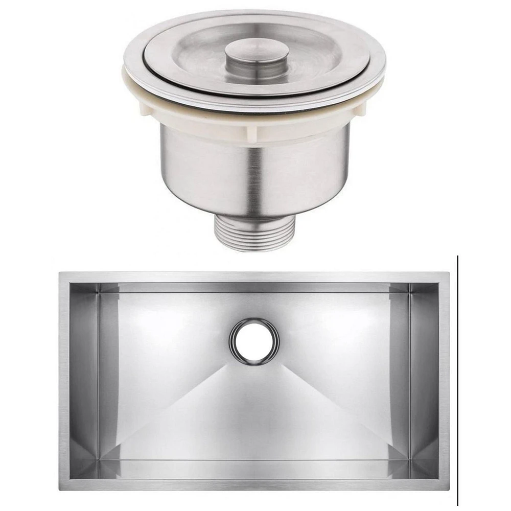 American Imaginations AI-29410 27 pouces Ensemble d'évier de cuisine en nickel brossé W Undermount pour perçage mural - Crépine incluse
